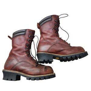 Red Wing 2207 Mens Steel Toe Logger Boots Brown Leather‎ Vibram USA 9 Wide
